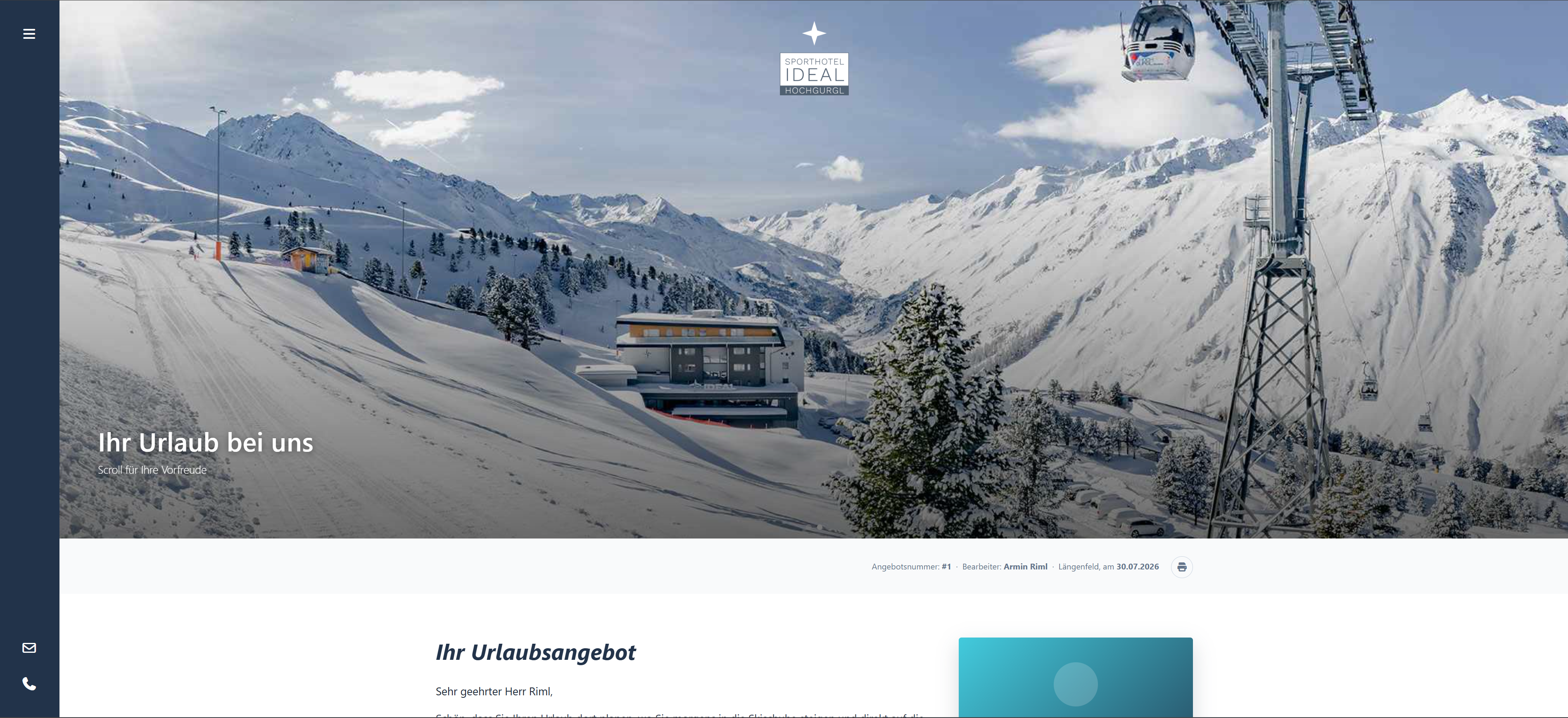 Angebots-Website mit Panoramabild